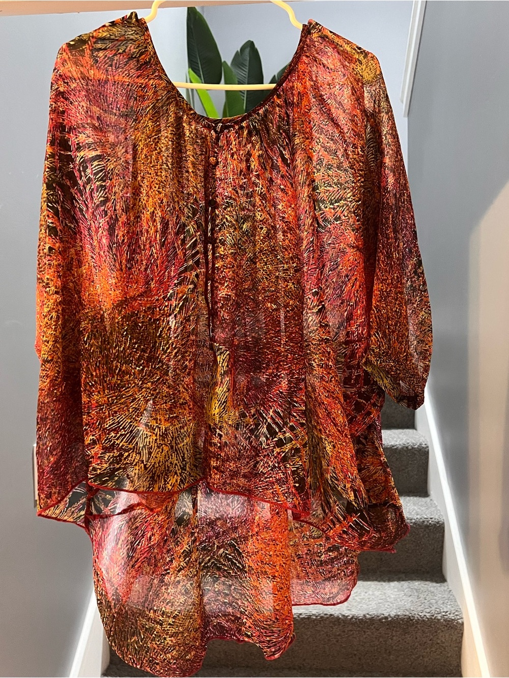 T.J.Maxx Pink Multi Sheer Printed Tunic